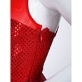 thumbnail image 4 of Venjoe Kids Girls Shiny Sequins Halter-neck Figure Ice Skating Tutu Dress Christmas Snowman Dance Red 14, 4 of 6