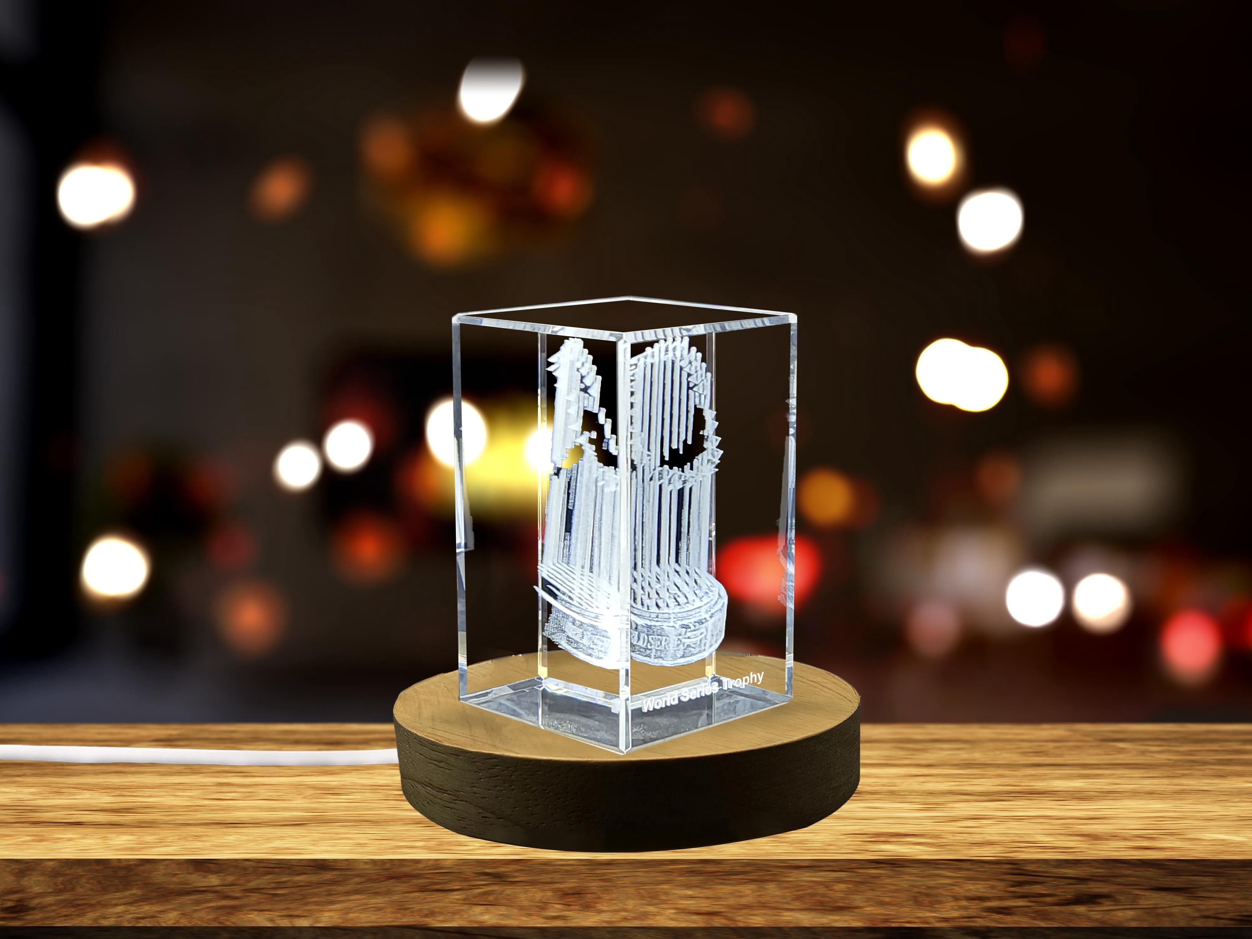 World Series Engraved Crystal Trophy for Baseball Decor | Engraved MLB Championship Award