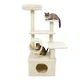 thumbnail image 1 of Gymax 48'' Tall Cat Tree w/ Large Condo Padded Top Perch Jute Scratching Post Tunnel Beige, 1 of 10