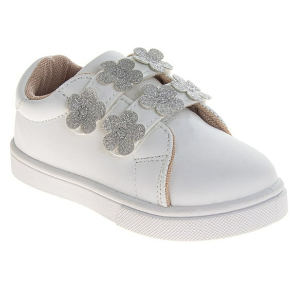 Laura Ashley Girls Toddler Sneakers, Casual, Lightweight, And Comfortable Everyday Shoes (Toddler), White, Size: 10