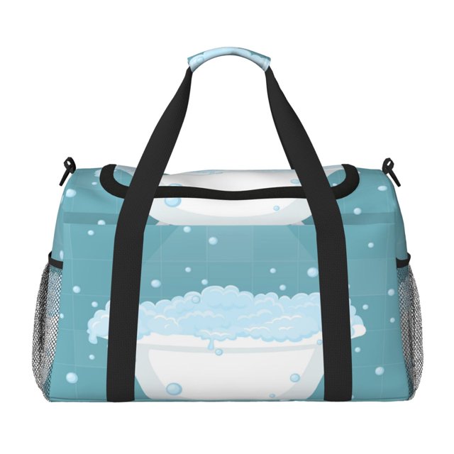 Balery Bathtub with Soap Bubbles Bolsa de Gimnasio para Mujeres, Bolsa de Viaje con Bolsillo Húmedo, Bolsa de Fin de Semana para Mujeres, Bolsa de Viaje Resistente al Agua