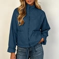 thumbnail image 3 of Casual Quilted Jackets for Women Ribbed Collar Long Sleeve Zip Front Loose Fit Fall Jacket, 3 of 8