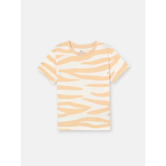 Short Sleeve T-Shirt in (Neutral Zebra) Pattern - Ecru