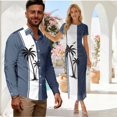 thumbnail image 2 of Psesaysky Couple Shirts and Dress,Husband Wife Matched Clothes Hawaiian Luau Party Outfit Palm Print Short Sleeve Sexy Bodycon Dress for Women,Polo Shirts Top for Men,Resort Airport Clothes, 2 of 6