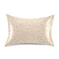 thumbnail image 3 of Haosy Satin Pillowcase for Hair and Skin Standard Cooling Silk Pillow Case with Envelope Closure Beige Small Floral Motifs 20"x40", 3 of 9