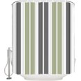 thumbnail image 2 of Waterproof Shower Curtain, Sage Green Grey Striped Polyester Fabric Bathroom Curtains with 12 Hooks, 48" W x 72" H, Gray Modern Abstract Art Quick-Drying Bathtub Curtain, 2 of 6