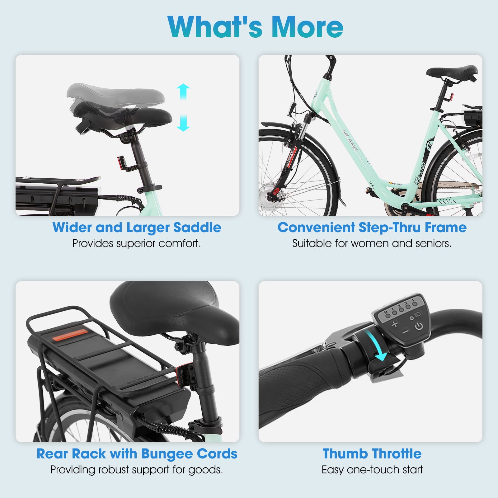 Hiland 700C Electric Bike for Adults, 250W Commuter Ebike with 36V 7.8Ah Removable Battery UL2849, 20mph, 7-Speed Electric Bicycle Step-Through