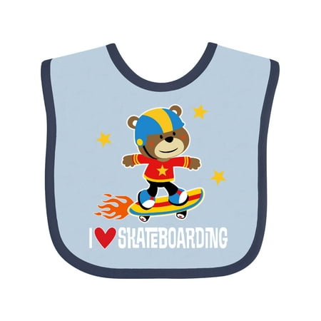 

Inktastic Skateboard I Love Skateboarding Gift Baby Boy Bib