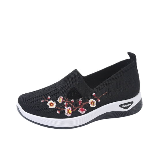 Orthopaedic Shoes Women's Walking Summer Wide H Non-Slip Shoes Wide Feet Lightweight Barefoot Arch Support Shoes Breathable Elegant Comfortable Casual Running Outdoor Shoes,Black 41/EU