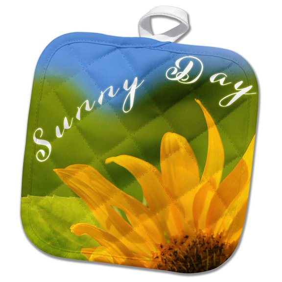 3dRose, Photograph of the corner of a whimsical sunflower. Its a sunny day., 8x8 Potholder