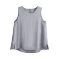 thumbnail image 3 of Dazajoo Linen Cotton Summer Tank Tops for Women Sleeveless Round Neck Shirts Solid Color Basic Vest Tee,Gray,M, 3 of 5