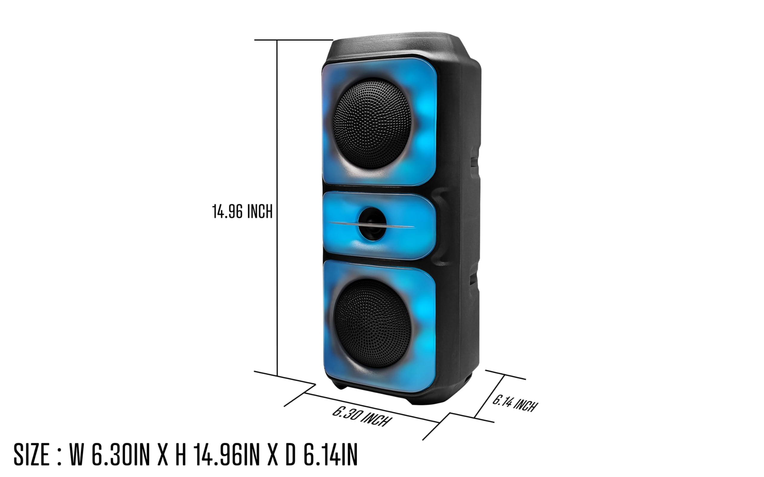Fisher Portable Bluetooth Wireless Speaker System: Dual 4" 20W Peak Power|Loud HD Deep Bass Sound & LED Lights, Rechargeable|TWS Pairing|Long Lasting Battery, USB Port, TF, AUX, Handle Bar