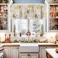 thumbnail image 2 of Yellow Grey Botanical Curtain Valance for Windows/Living Room/Kitchen/Bathroom/Café, Short Rod Pocket Tier Curtain Window Treatment Panel Spring Floral Watercolor Rustic Topper Curtain 60''x18'', 2 of 6