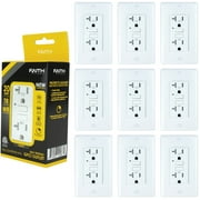 Faith [10-Pack] 20A WR TR GFCI Outlets, Slim, Weather Resistant Tamper-Resistant GFI Duplex Receptacles, Self-Test Ground Fault Circuit Interrupter with Wall Plate, LED Indicator, ETL, White, 10 Pack
