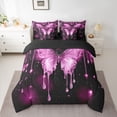thumbnail image 2 of Homewish Glitter Pink Butterfly Bedding Comforter Set 7pcs for Teens, Valentines Day Queen Bedding Sets, Modern Fashion Sequin Print Reversible Queen Sheet Sets, Breathable Home Decor, 2 of 7