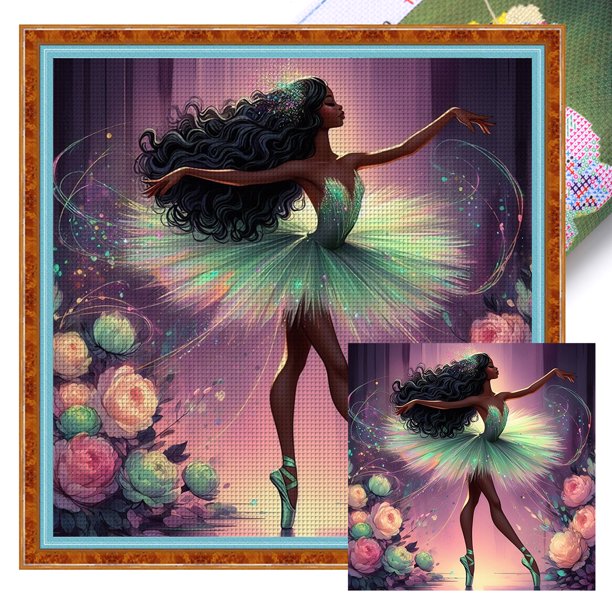 Hilo Algodón Ecológico Bordado Punto Cruz Ballet Impreso 11CT 50x50cm