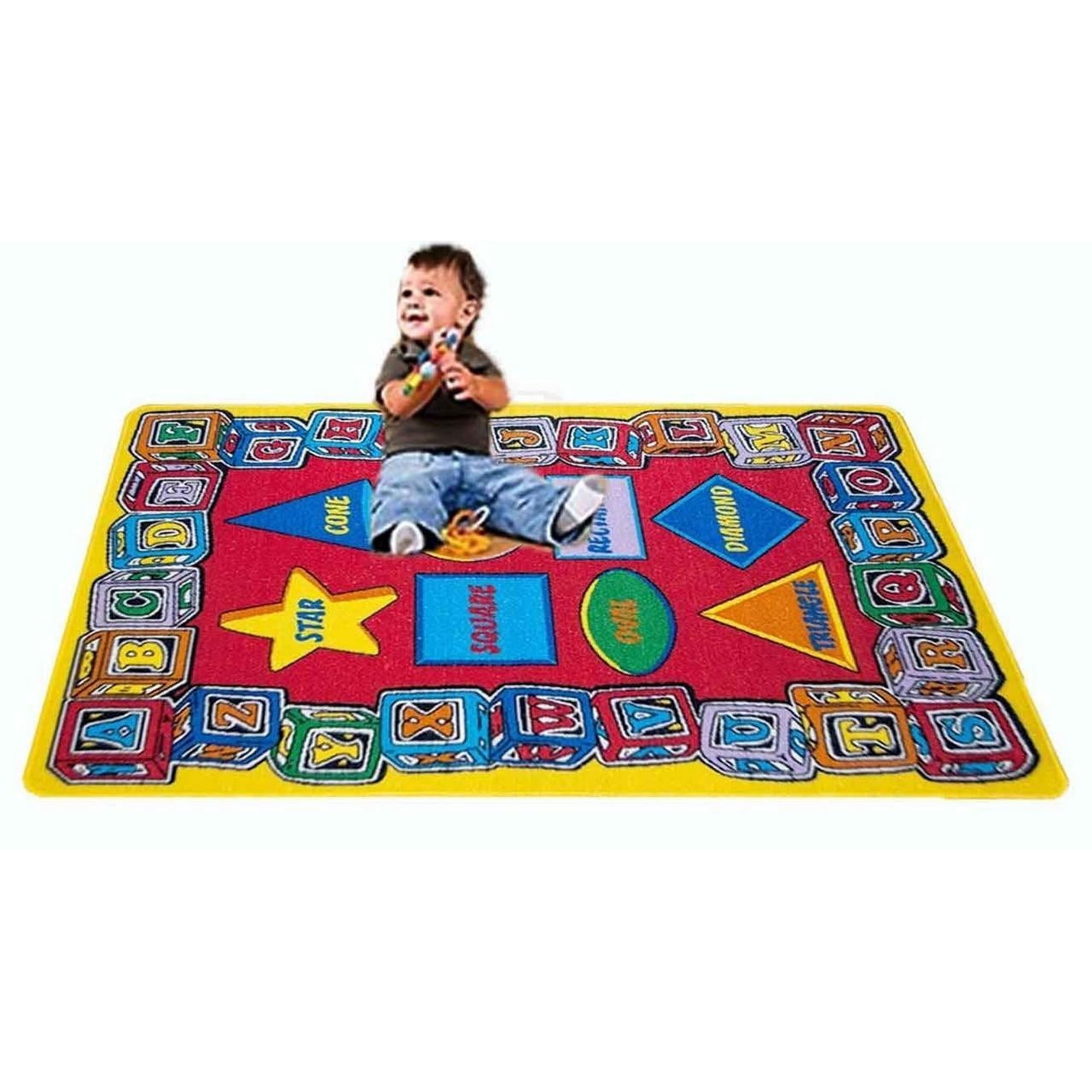 Mybecca Kids Rug ABC Shape 3' X 5' Children Area Rug for Playroom & Nursery - Non Skid Gel Backing (39" x 56")