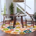 thumbnail image 3 of Round Rugs 8Ft, Vintage Boho Floral Round Area Rug Washable Indoor Throw Carpet, Yellow Pink Floral Bohemia Beige Large Non Slip Circle Rug for Kids Room RV Home Decor Aesthetic, 3 of 8