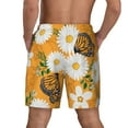 thumbnail image 4 of Gaeub White Floral and Butterflies Mens Swim Trunks Stretch Beach Shorts Quick Dry for Men Swim Shorts Swimwear with Pockets- Small, 4 of 9