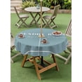 thumbnail image 4 of Outdoor Tablecloth with Umbrella Hole for Patio/Picnic/Party/Camping, Laundry Room Waterproof Table Cloth Round Cover Washable, Pure Blue Minimalist Solid Color Modern Art (Dia 54"), 4 of 9