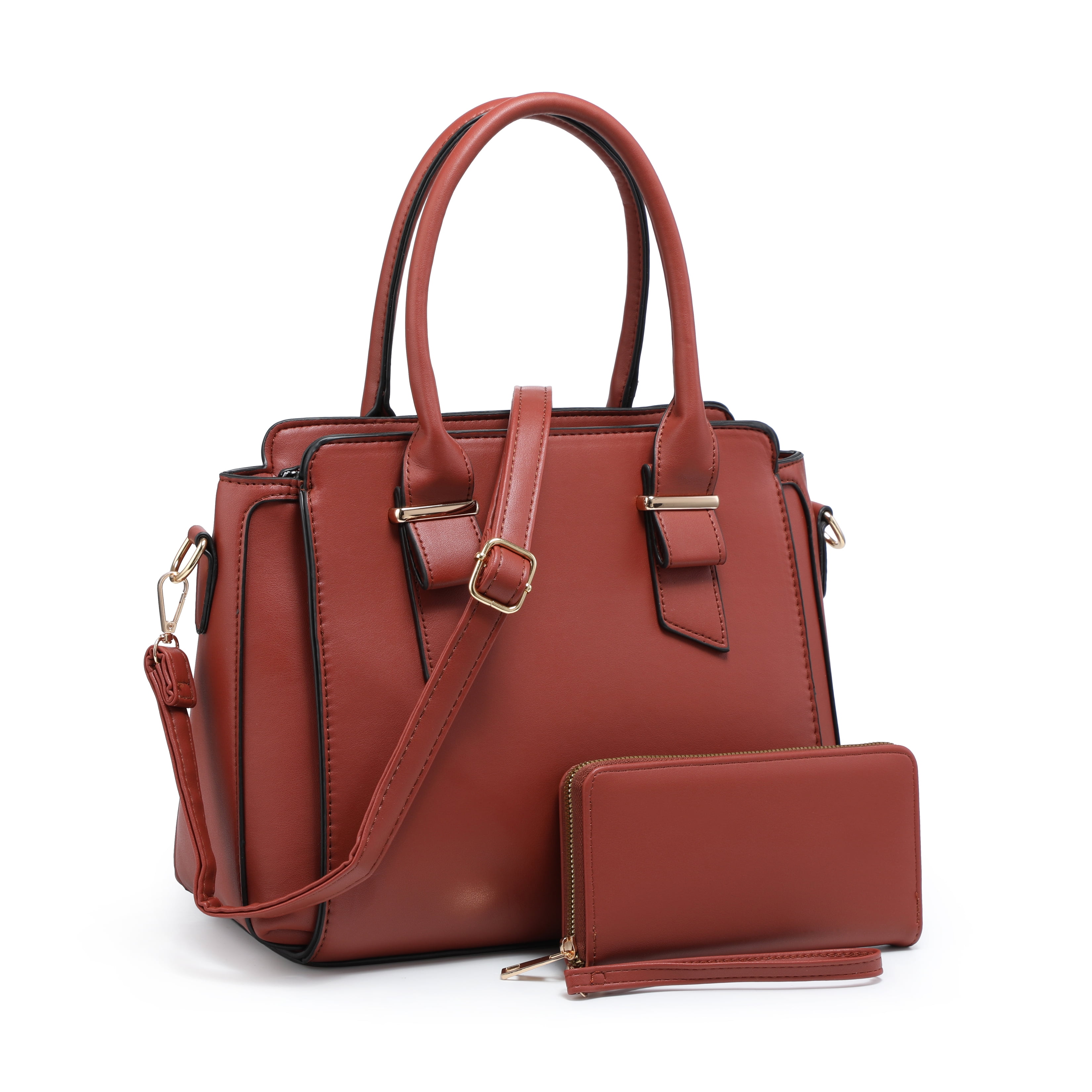 Floral Top Handle Color Block Satchel Bag with Detachable/Adjustable Shoulder Strap