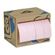 New Pig Rip-&-Fit Hazmat Mat Roll in Dispenser Box, Create Custom Size Mats, Absorbs Hazardous Chemicals - Acids, Bases & Unknowns, Heavyweight, 7-Gal Absorbency, (1) 60'L x 15" W Roll, Pink, MAT342