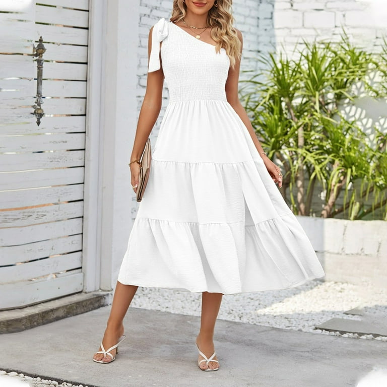 One shoulder flowy dress hotsell