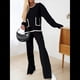 thumbnail image 4 of Conjunto de 2 Piezas para Mujer: Jersey de Punto de Larga Informal y Pantalón de Pierna . Conjunto Deportivo para Estar en Casa. Negro M, 4 of 10