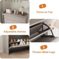 thumbnail image 4 of Adjustable de madera shoe organizer almacenamiento gabinete: 3 flip cajones, gray, para entrada, hallway, o sala de estar, 4 of 7
