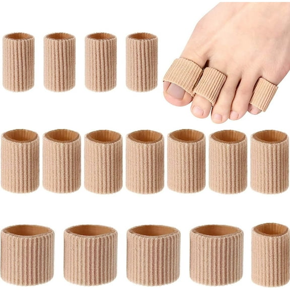 Soft Gel Corn Pad Protectors for Cushions Corns Blisters Toes & Fingers Stone 16 PCs Toe Cushion Tube Toe Tubes Sleeves (Khaki, One Size)