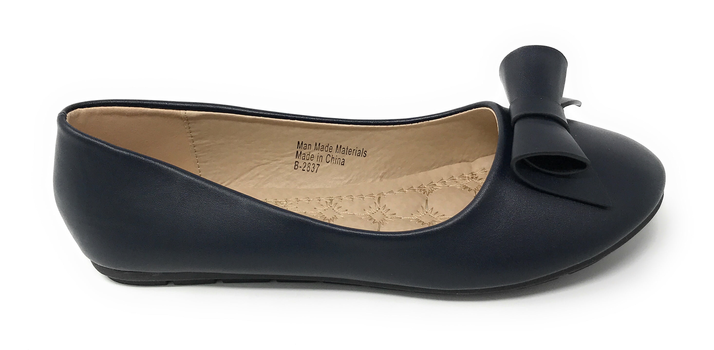 Victoria K Women's Faux Leather Roll Bow Ballerina Flats