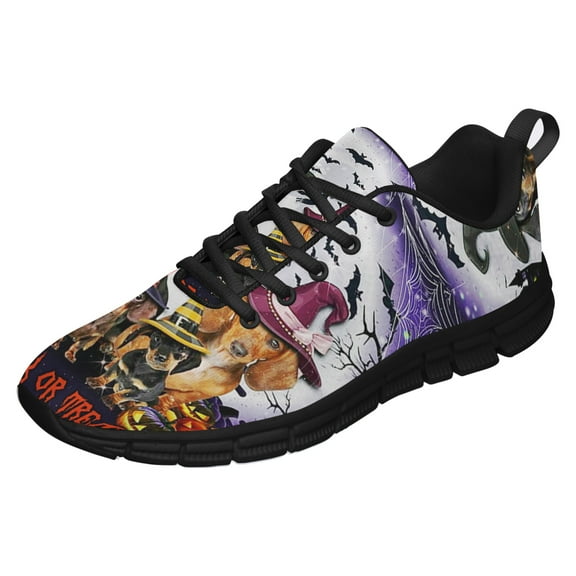 Dachshund Family Trick Or Treat Halloween Running Shoes Sneakers Mesh Black Size 3.5