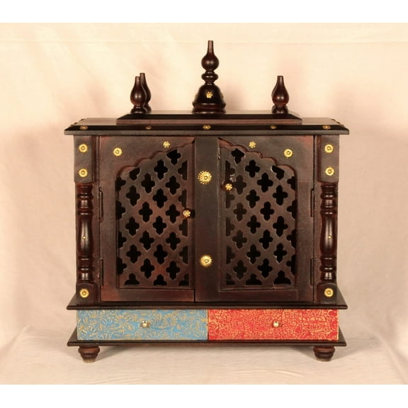 Wooden Temple Handcrafted Hindu Hanging Pooja Mandir / Pooja Ghar/ Mandap For Worship /Temple For Home And Office Household Shrine