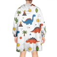 thumbnail image 2 of Wearable Oversized Blanket,White Desert Elements Dinosaurs Pattern Wearable Blanket Hoodie for Adults,Cozy Hooded Blankets with Super Pockets,Super Warm Fuzzy Pullover for Women & Men, 2 of 6