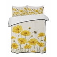 thumbnail image 2 of Quilts Full Size, Yellow Floral Bee Soft Comforter Bedding Set for Bed, Summer Watercolor Botanical Flower Lightweight Quilted Bedspread with Pillow Cover(2 Pieces) for All Season, 78x90 Inch, 2 of 6