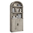 thumbnail image 1 of Librero independiente de madera con arco decorativo, 182 cm de alto, 5 niveles y 2 puertas, ideal para almacenamiento en sala, estudio o dormitorio, color gris, 1 of 8