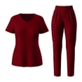 thumbnail image 2 of VBVC Women's V-Neck Brethable Scrub Set,Soft Nursing Workwear for Women,Ladies Stretch Uniform with Multi Pockets,Wine,S-2XL, 2 of 9