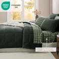 thumbnail image 2 of Plush Comforter Set Full Size Dark Green, Flannel Velvet Comforter Sets 7 Pieces Bed in a Bag, Soft Warm Winter Bedding Set with Sheets, Pillowcases & Shams, 2 of 14
