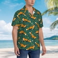 thumbnail image 3 of Fuzoiu Green Plants with Fox Print Hawaiian Shirt for Men, Summer Beach Casual Short Sleeve Button Down Shirts, Men’s Beach Summer Shirts with Pocket,Large, 3 of 7