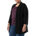 thumbnail image 4 of Wright's Women's Plus Size 3/4" Sleeve Draped Open Front Jersey Pocket Cardigan, 1X-5X, 4 of 6