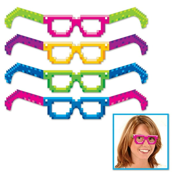 Beistle 8-Bit Eyeglasses, Multicolor