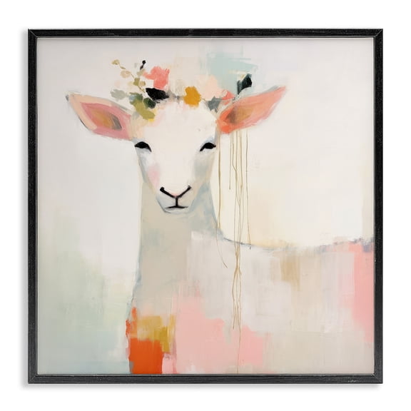Stupell Industries Contemporary Pastel White Goat Black Framed Giclee Art, 12 x 12, by Irena Orlov