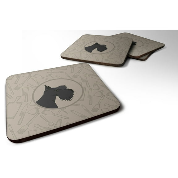 Scottish Terrier In the Kitchen Foam Coaster Set of 4