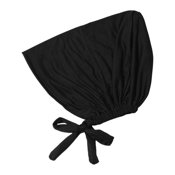 Tkrady Women Hijab Undercap, Under Hijab Cap Inner Under Scarf Hat Hijab Cap with Tie Back Closure for Women Chemo Sleep Cap-Black
