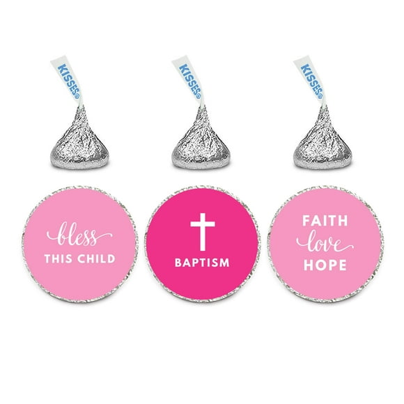 Andaz Press Chocolate Drop Labels Trio, Party Favors, Girl Christening, Baptism or Communion, 216-Pack - Bible, Biblical, Faith, Hope, Love, Bless, Blessings