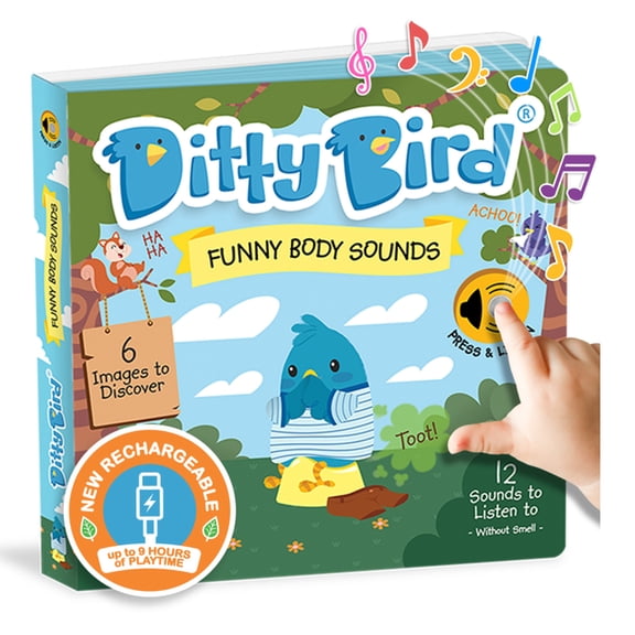 Ditty Bird Ditty Bird Interactive Funny Body Sounds Book for Toddlers 1- 3 Gift for 1 Year Old Boy Girl, (Board Book)