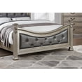 thumbnail image 2 of California King Size Platform Bed Frame with Tufted Faux Leather Upholstered Headboard & Footboard,American Traditional Style Wood Bed with Leaf Carvings & Reeded Pilaster Supports, 2 of 8