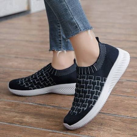 

eczipvz Womens Running Shoes Women s Slip on Flat Shoes Comfortable Knit Loafers Lightweight Nurse Walking Sneakers