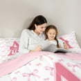 thumbnail image 5 of Homewish Letter Monogrammed A 3 Pieces Queen Comforter Set for Teens Boys Girls,Kawaii Pink Bow Ultra Soft Bedding Sets,Dreamy Princess Bedding Comforter Set Breathable,Lightweight Room Decor, 5 of 8