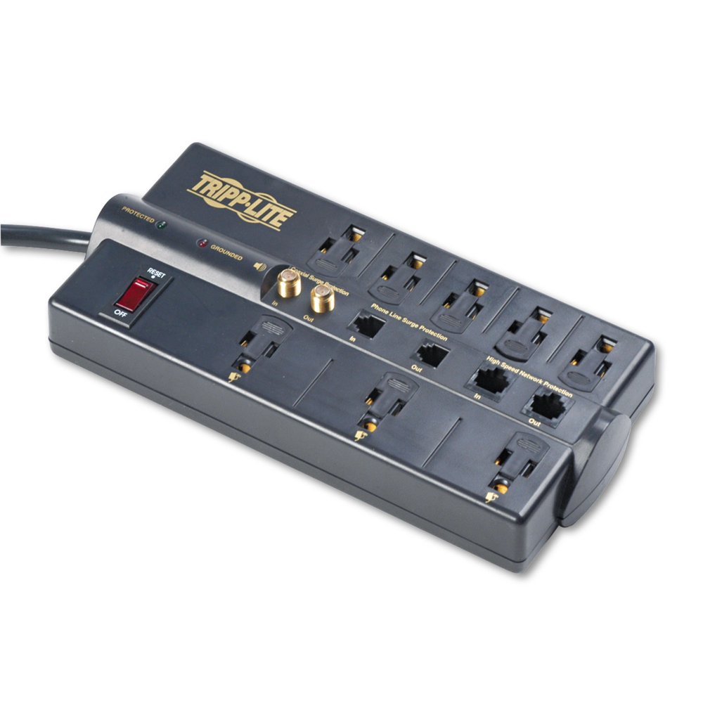 Tripp Lite, 8Outlet TV/Modem Surge Protector, 1 Each, Black AC Cord Walmart